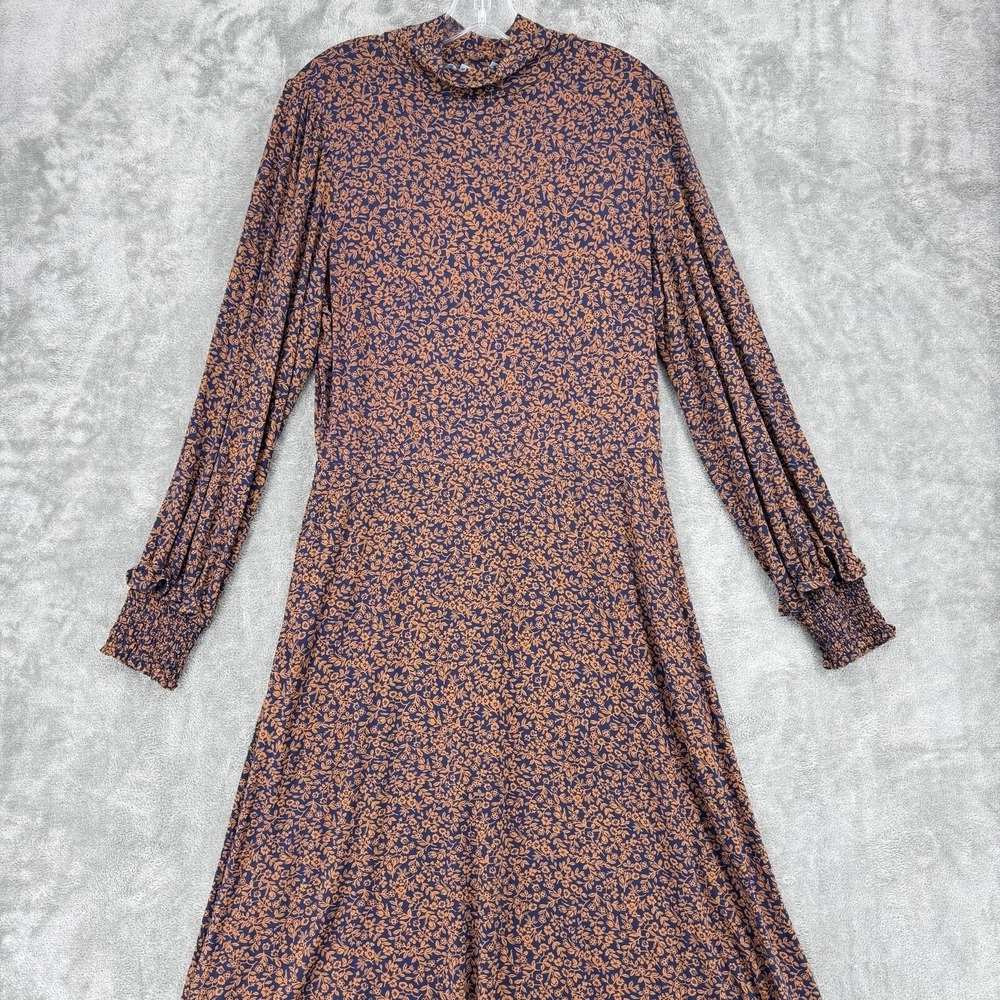 Draper James Dress Womens Large Modest Floral Cottage Stretch Knit Prairie Maxi‎ - Picture 3 of 12
